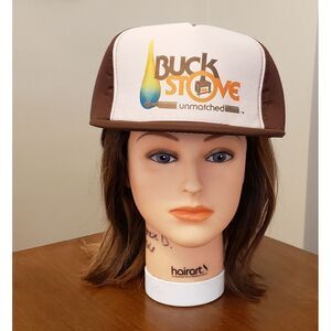 Vtg Buck Stove Unmatched Trucker‎ Hat Snap Back Nos